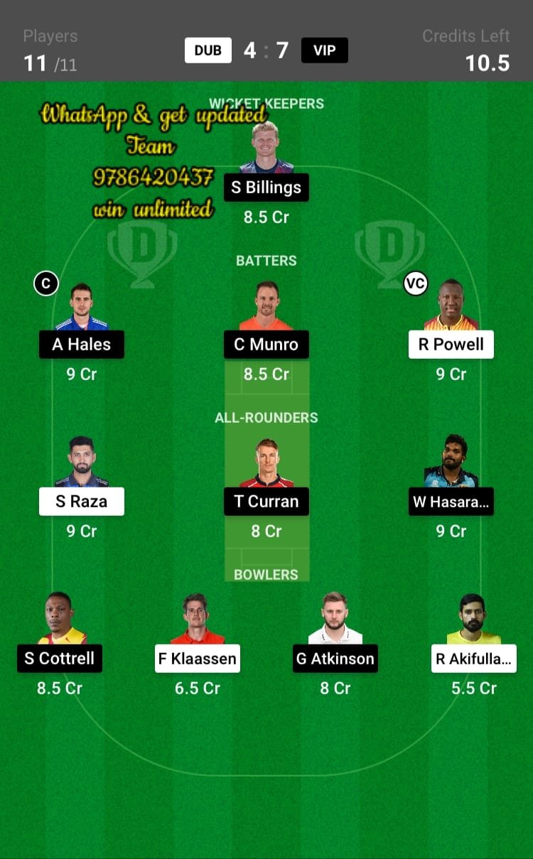 DUB vs VIP 20th Match Dream11 Team fantasy Prediction UAE T20DUB vs VIP 20th Match Dream11 Team fantasy Prediction UAE T20