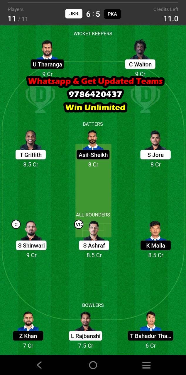 JKR vs PKA 25th Match Dream11 Team fantasy Prediction Nepal Domestic T20 League