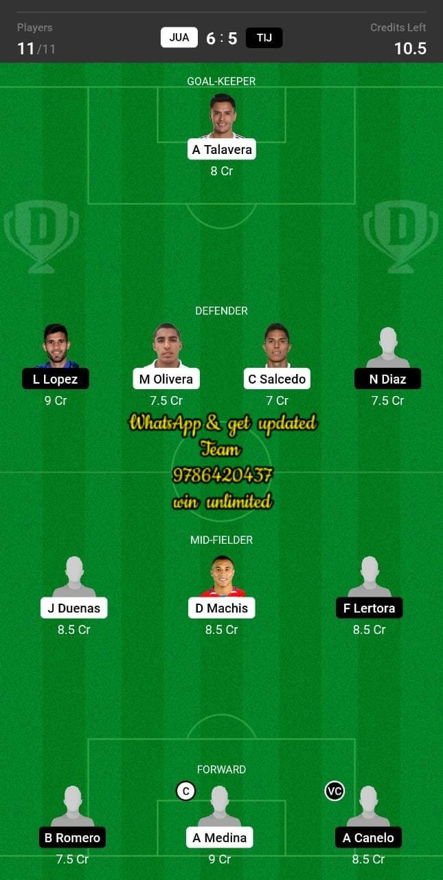 JUA vs TIJ Dream11 Team fantasy Prediction Mexican League