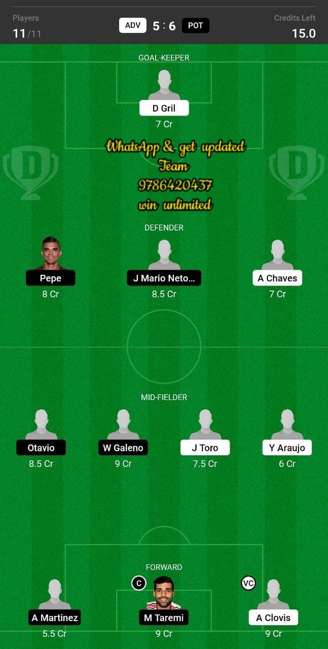 ADV vs POT Dream11 Team fantasy Prediction Portuguese Cup