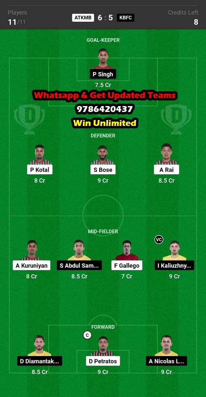 ATKMB vs KBFC Dream11 Team fantasy Prediction Hero ISL