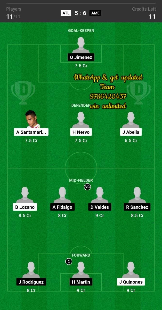 ATL vs AME Dream11 Team fantasy Prediction Mexican League