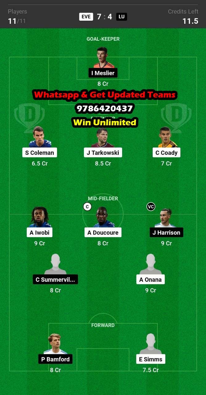 EVE vs LU Dream11 Team fantasy Prediction Premier League