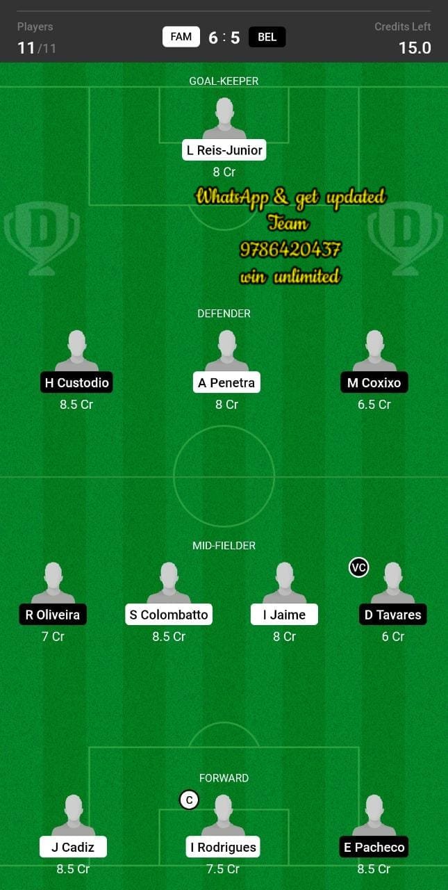 FAM vs BEL Dream11 Team fantasy Prediction Portuguese Cup