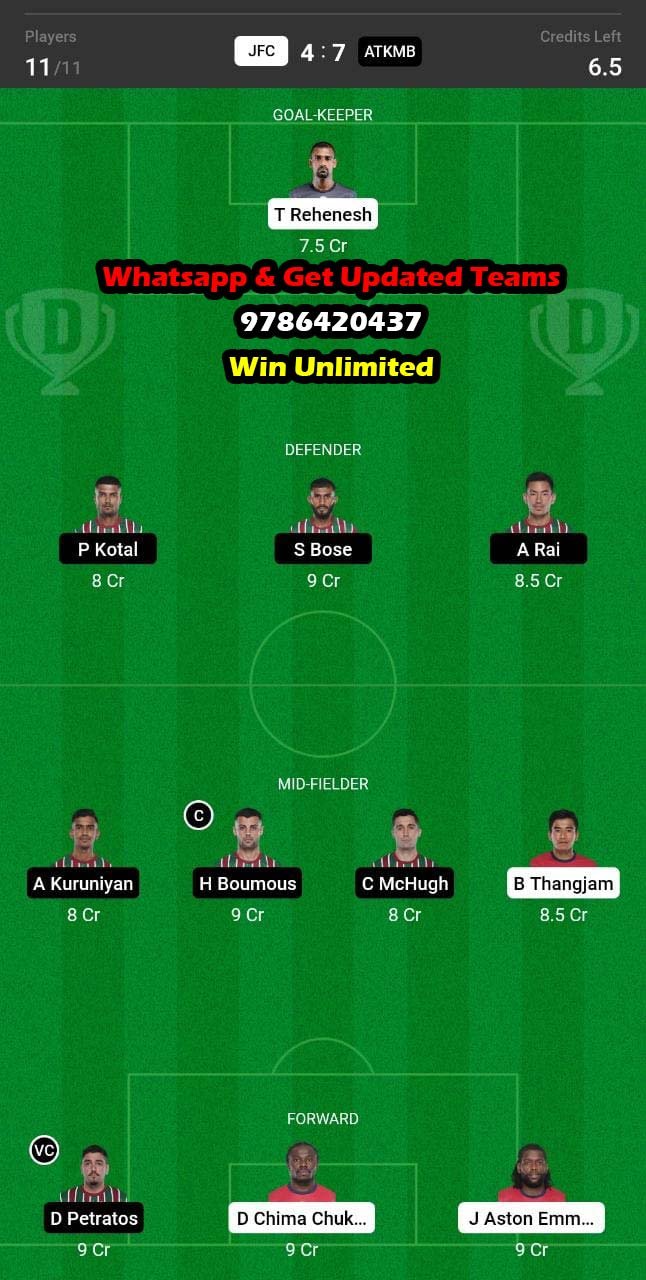 JFC vs ATKMB Dream11 Team fantasy Prediction Hero ISL