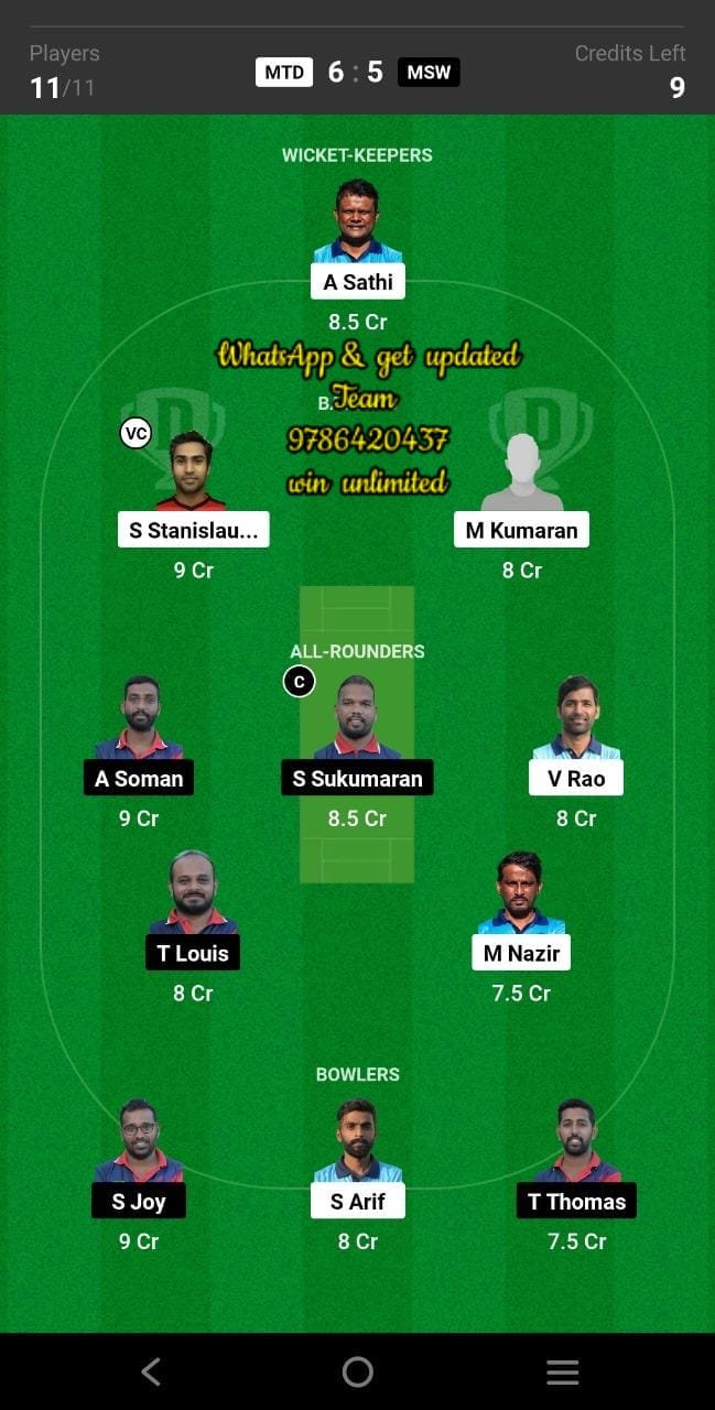 MAT vs MWR 6th Match Dream11 Team fantasy Prediction Zimbabwe T20