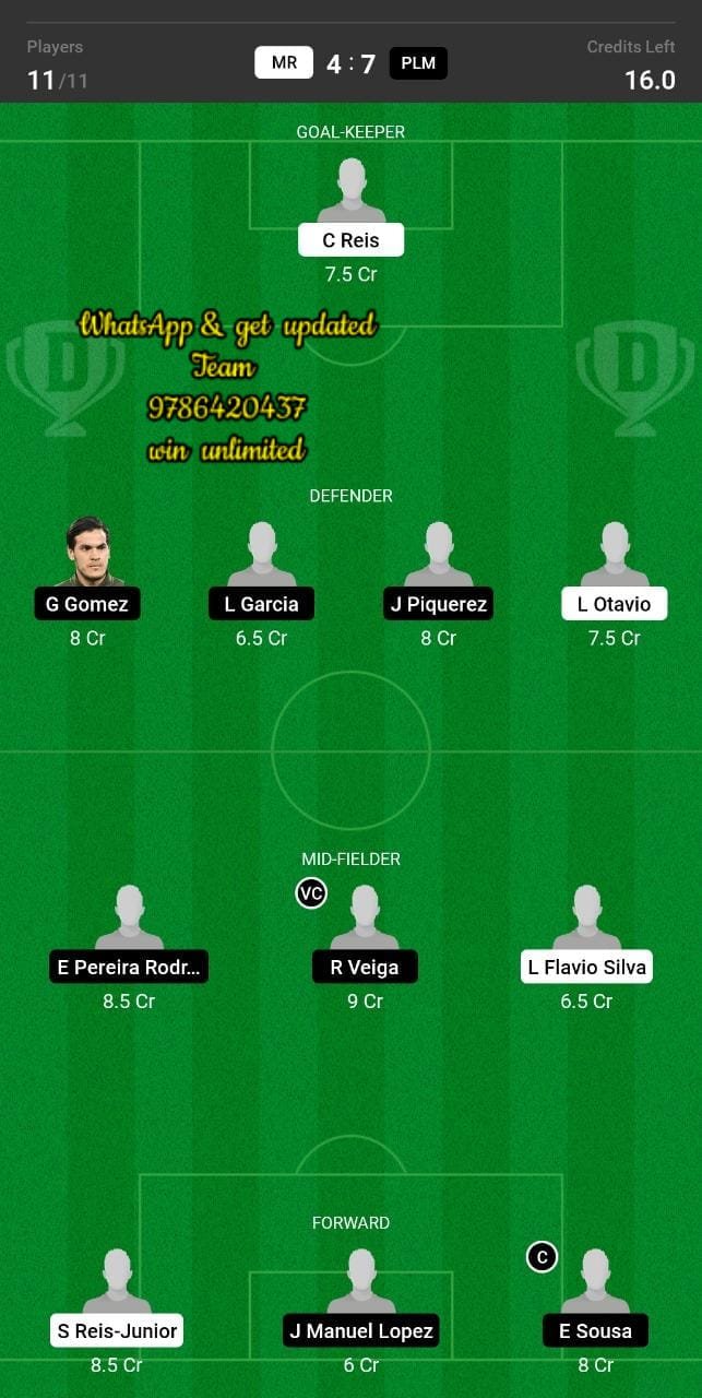 MR vs PLM Dream11 Team fantasy Prediction Brazilian Paulista