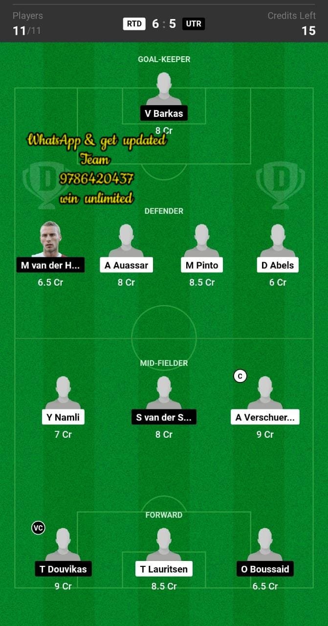 RTD vs UTR Dream11 Team fantasy Prediction Dutch League