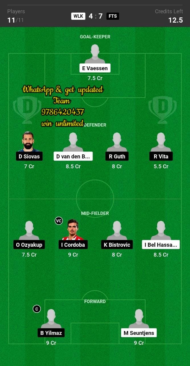 WLK vs FTS Dream11 Team fantasy Prediction Dutch League