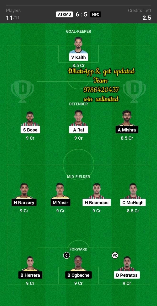 ATKMB vs HFC Dream11 Team fantasy Prediction Hero ISL (2)