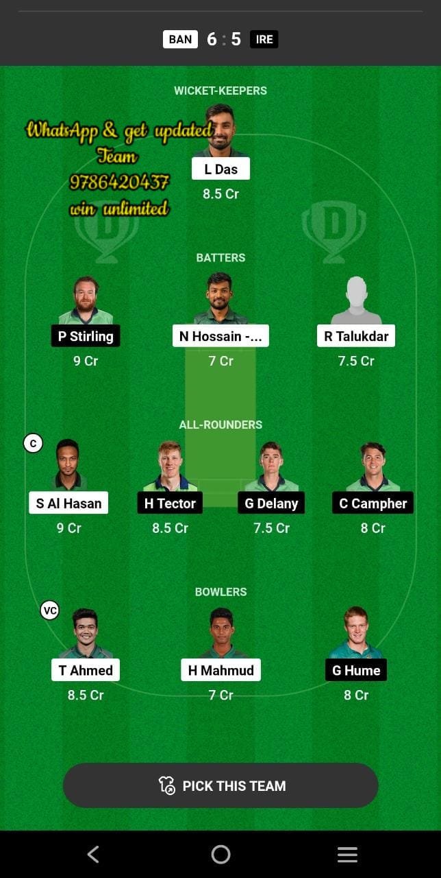 BAN vs IRE 3rd T20I Match Dream11 Team fantasy Prediction Ireland tour of Bangladesh