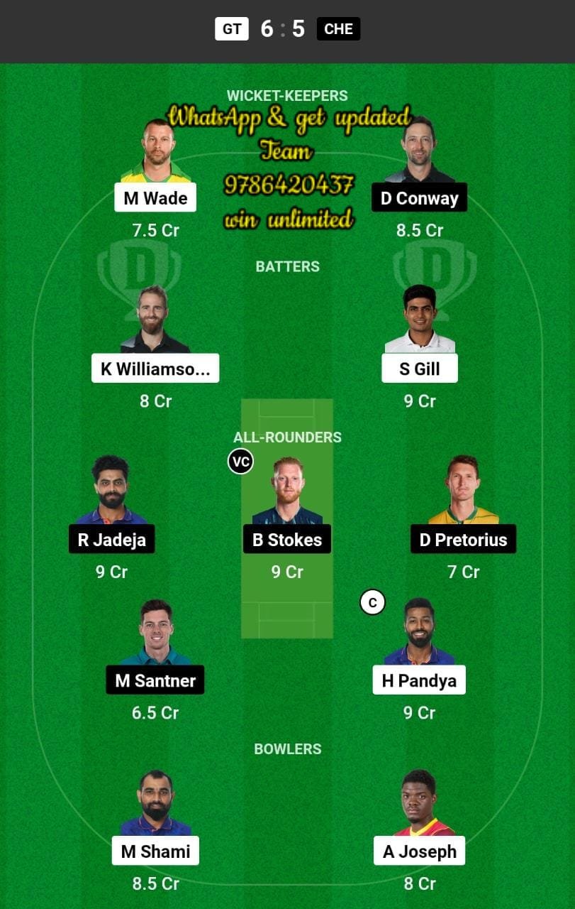 GT vs CHE 1st Match Dream11 Team fantasy Prediction TATA IPL