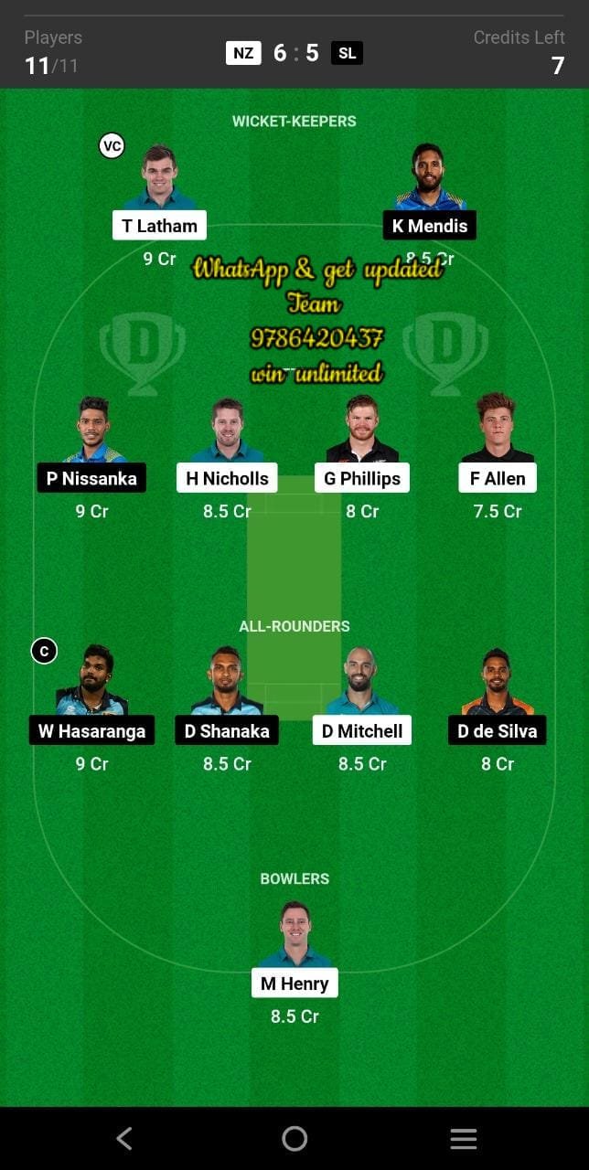 NZ vs SL 1st ODI Match Dream11 Team fantasy Prediction Sri Lanka tour of New Zealand