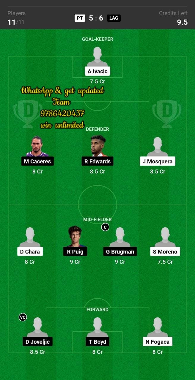 PT vs LAG Dream11 Team fantasy Prediction MLS