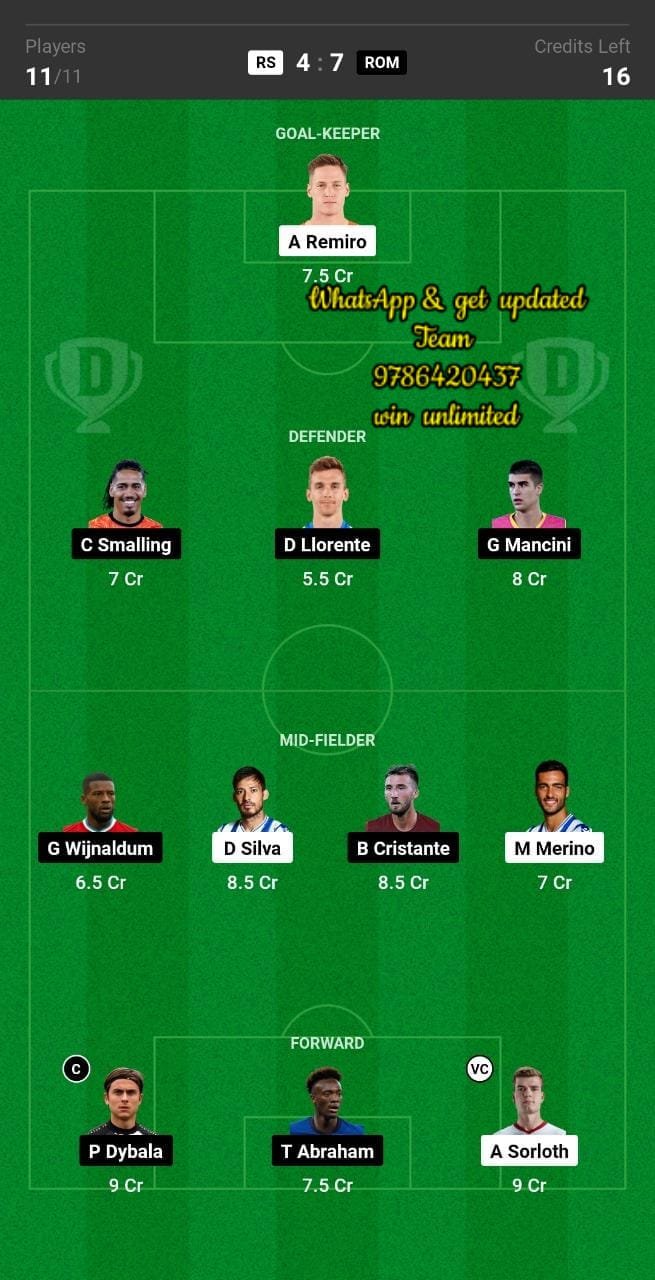 RS vs ROM Dream11 Team fantasy Prediction UEFA Europa League