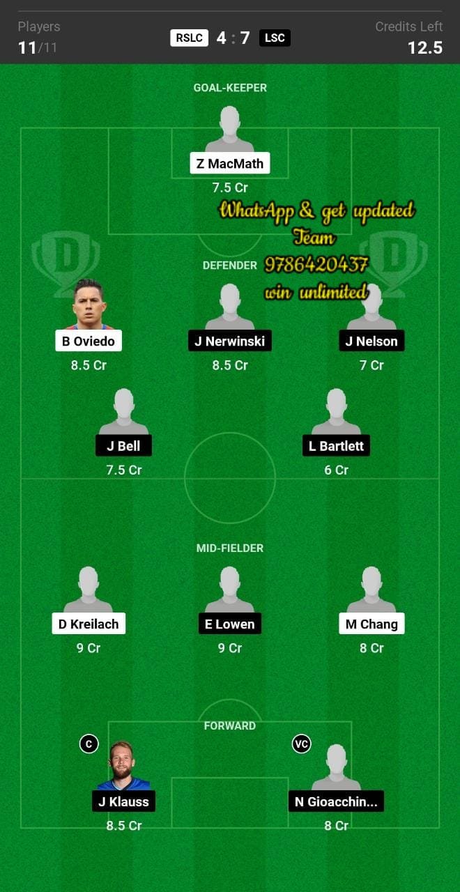 RSLC vs LSC Dream11 Team fantasy Prediction MLS