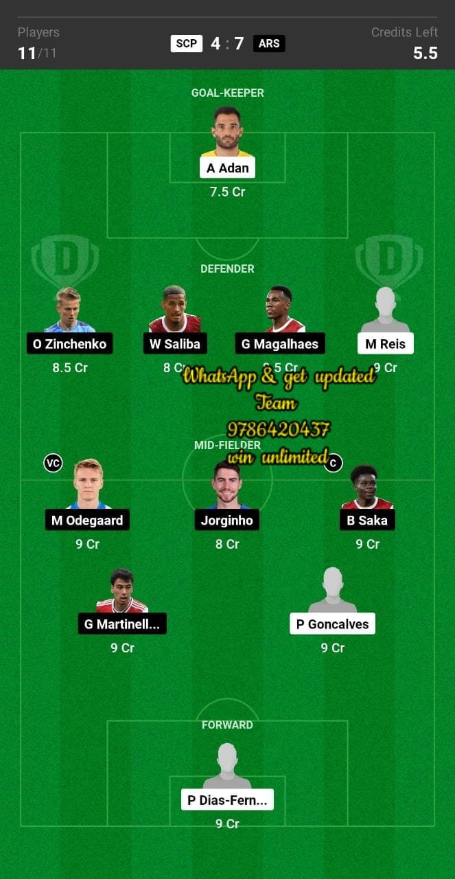 SCP vs ARS Dream11 Team fantasy Prediction UEFA Europa League