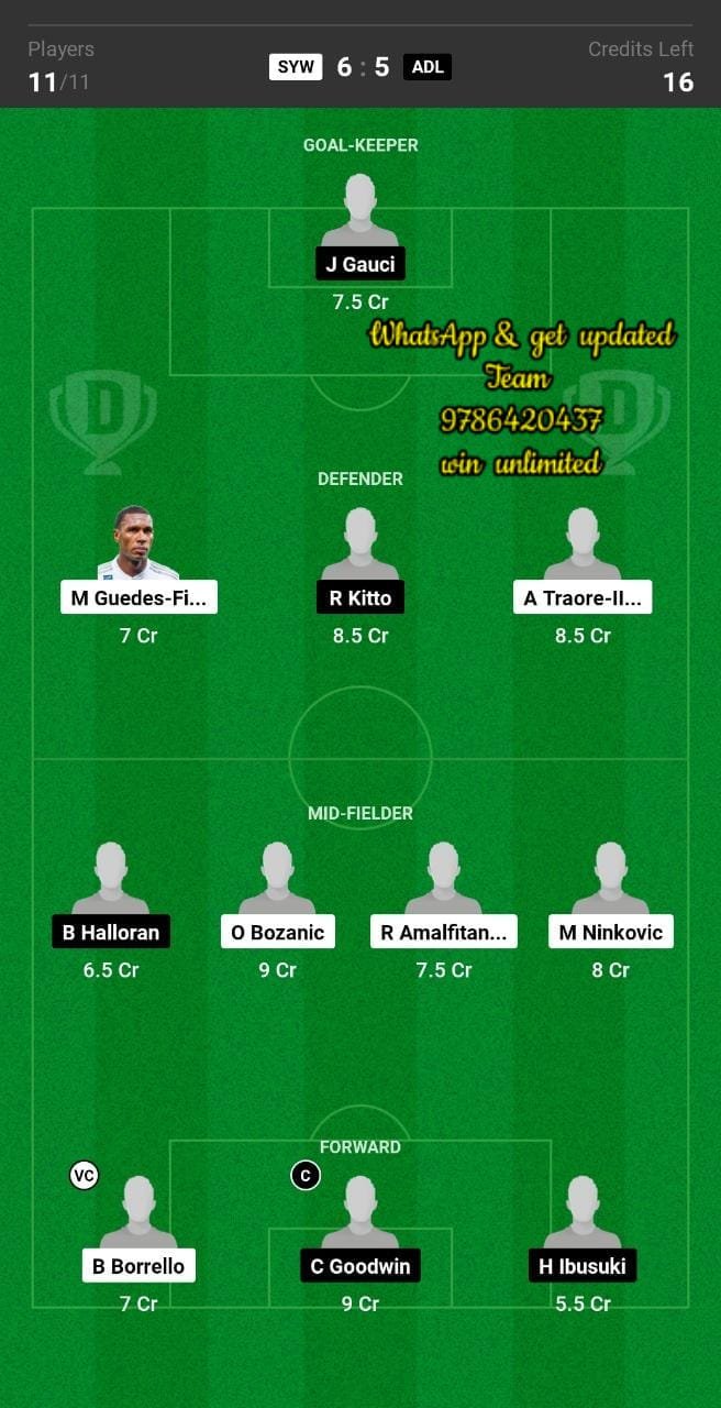 SYW vs ADL Dream11 Team fantasy Prediction A League