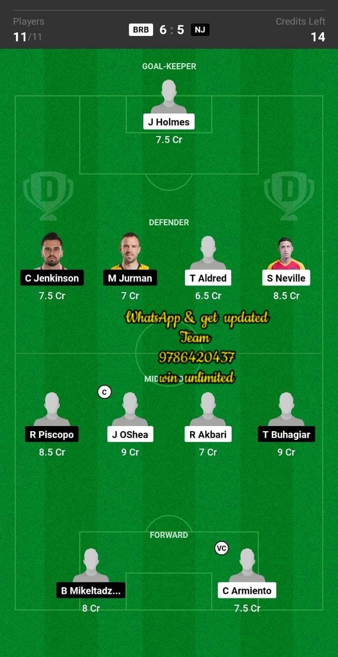 BRB vs NJ Dream11 Team fantasy Prediction A League