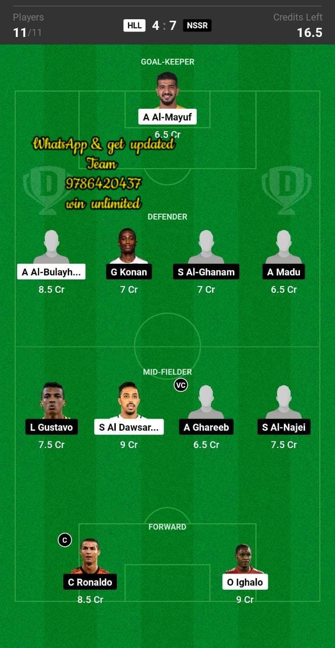 HLL vs NSSR Dream11 Team fantasy Prediction Saudi Arabian League