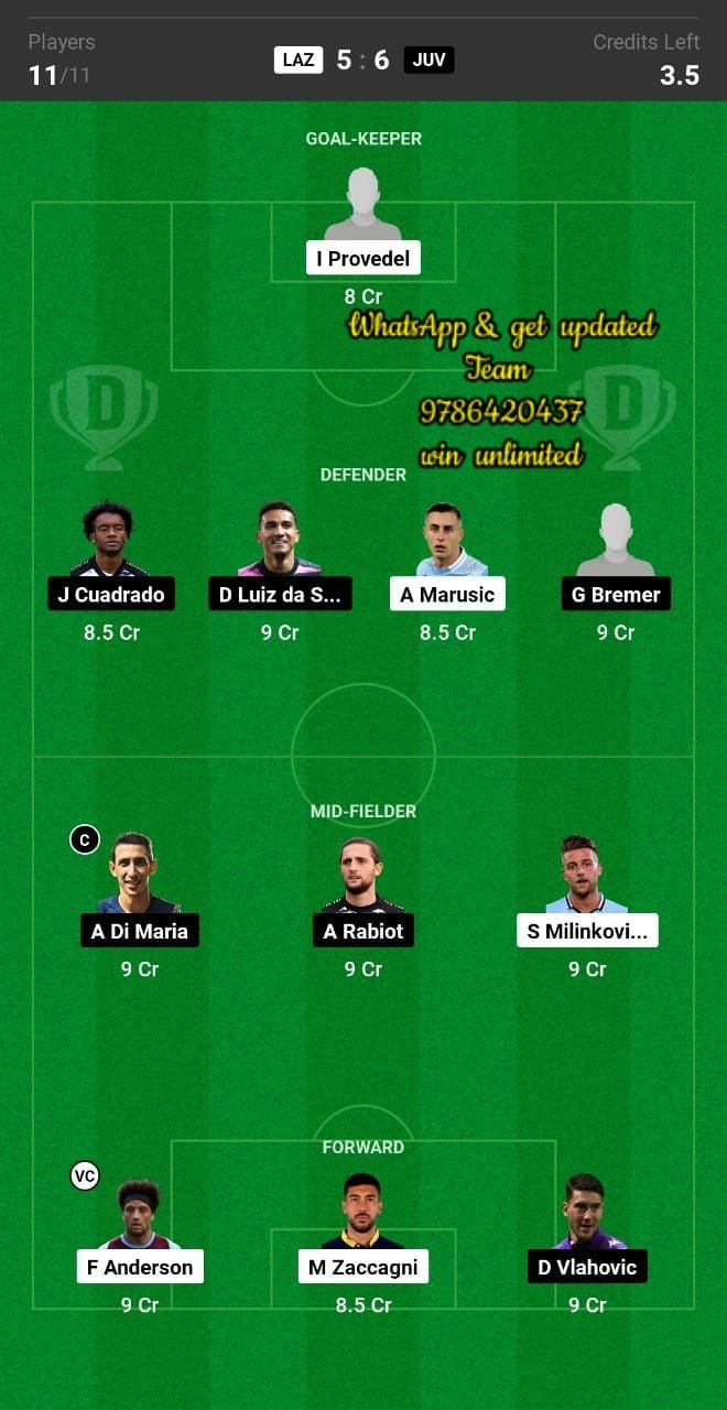 LAZ vs JUV Dream11 Team fantasy Prediction Serie A (2)