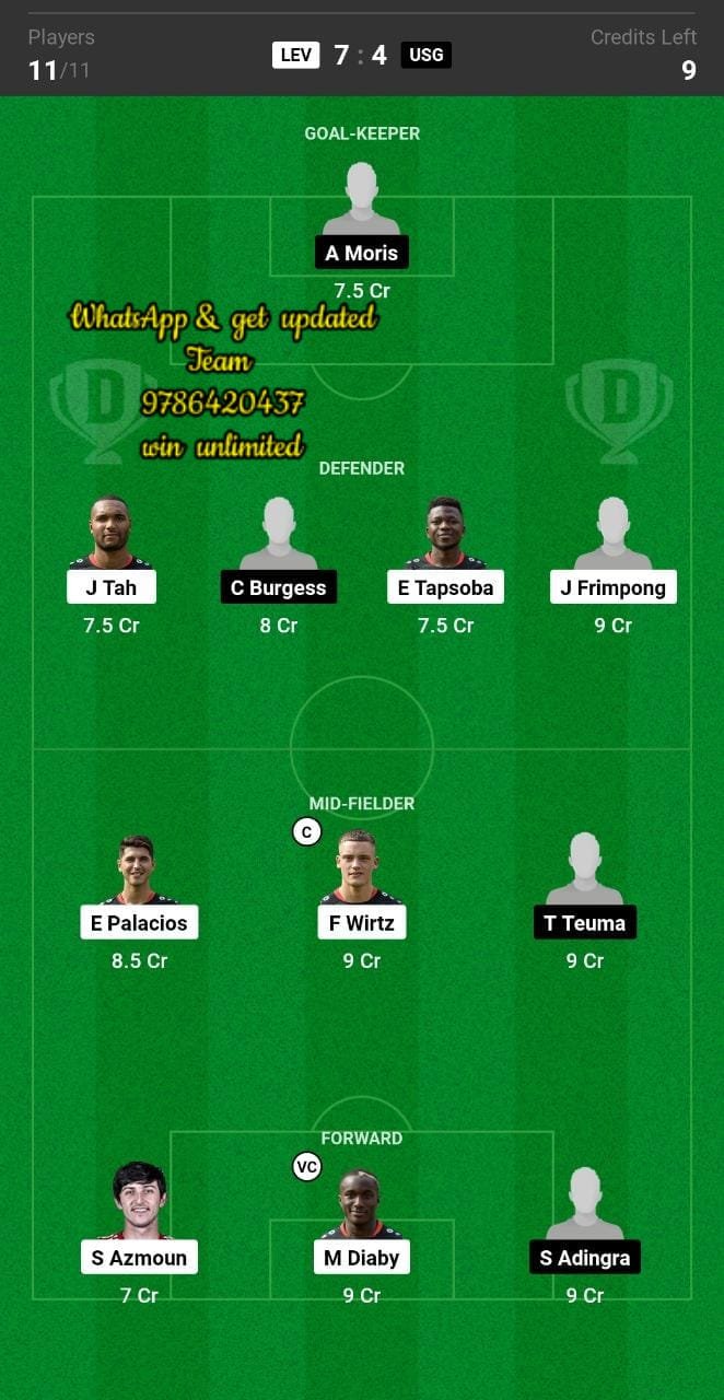 LEV vs USG Dream11 Team fantasy Prediction UEFA Europa League