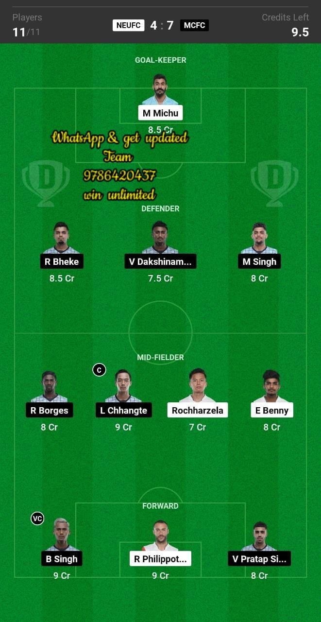 NEUFC vs MCFC Dream11 Team fantasy Prediction Hero ISL (2)