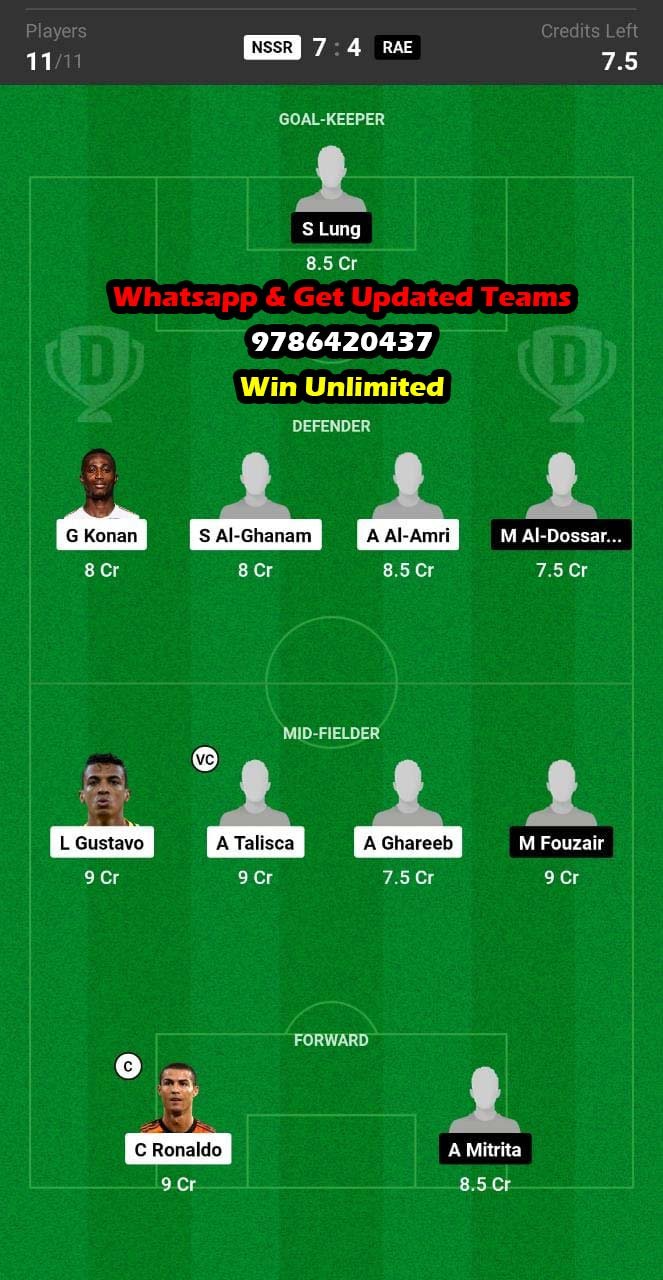 NSSR vs RAE Dream11 Team fantasy Prediction Saudi Arabian League