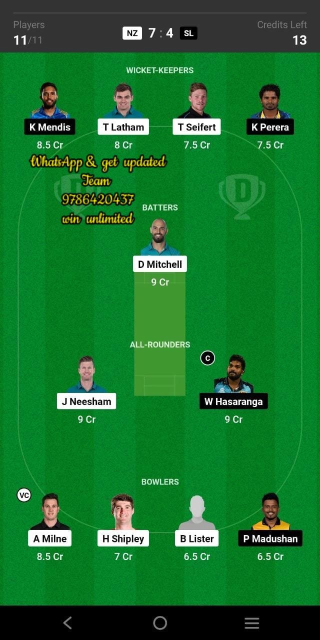 NZ vs SL 3rd T20I Match Dream11 Team fantasy Prediction Sri Lanka tour New Zealand