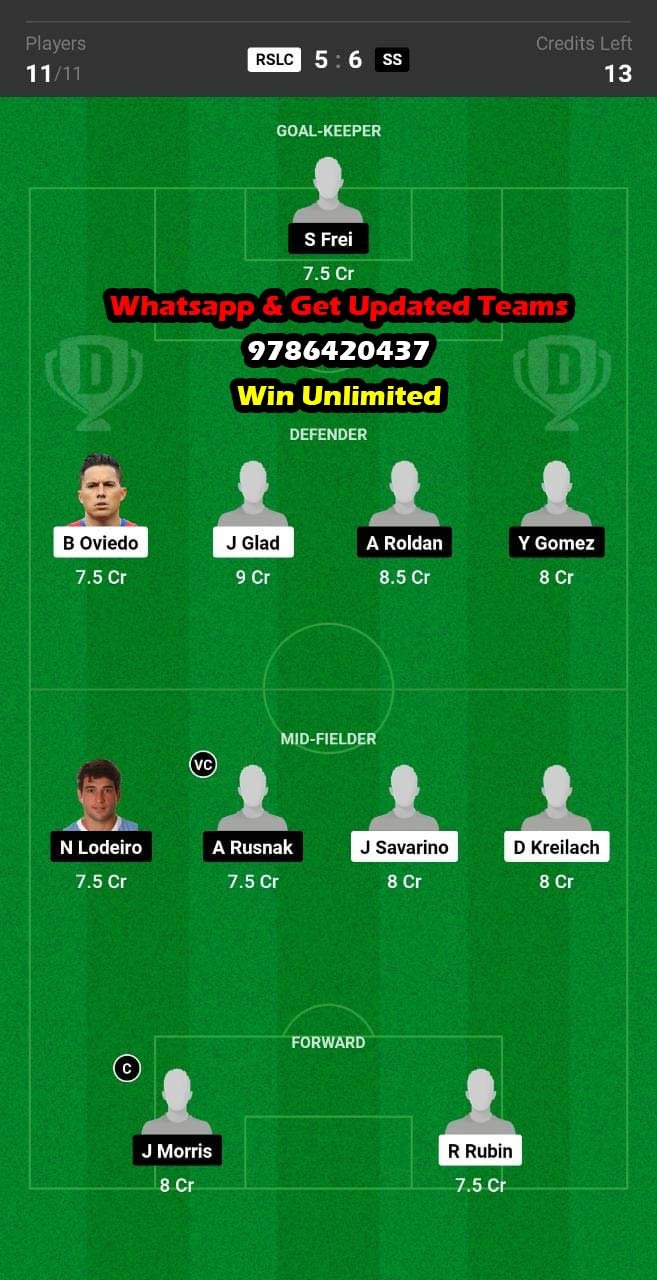 RSLC vs SS Dream11 Team fantasy Prediction MLS