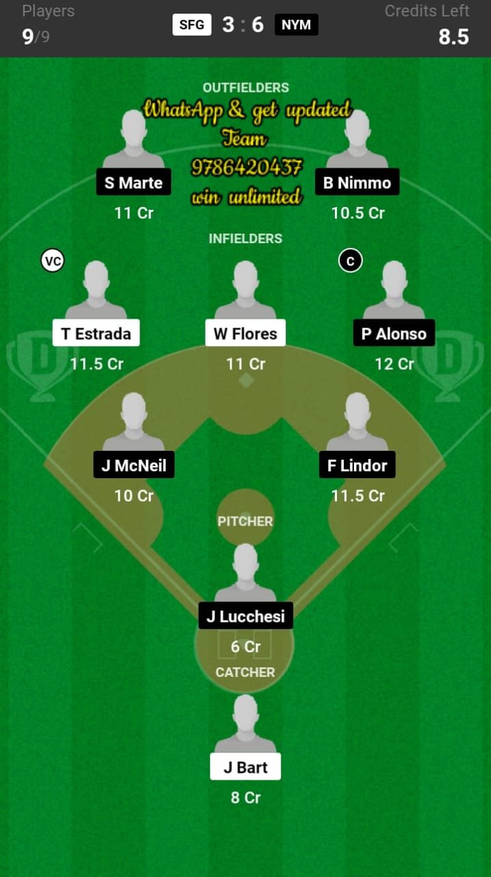 SFG vs NYM Dream11 Team fantasy Prediction MLB