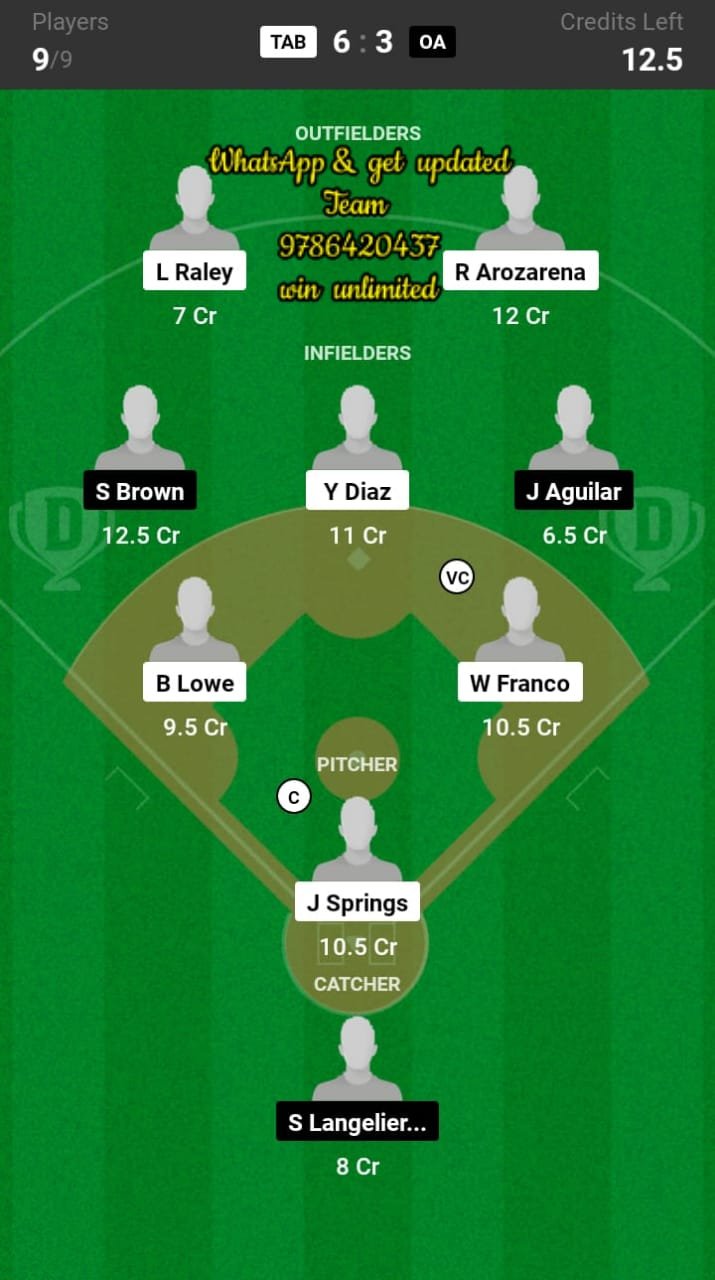 TAB vs OA Dream11 Team fantasy Prediction MLB