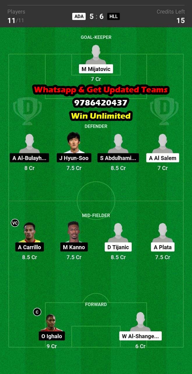 ADA vs HLL Dream11 Team fantasy Prediction Saudi Arabian League