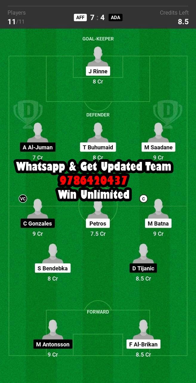 AFF vs ADA Dream11 Team fantasy Prediction Saudi Arabian League