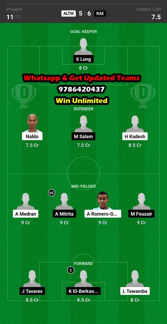 ALTW vs RAE Dream11 Team fantasy Prediction Saudi Arabian League