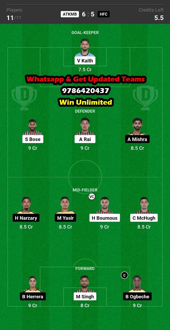 ATKMB vs HFC Dream11 Team fantasy Prediction Hero Club Playoff