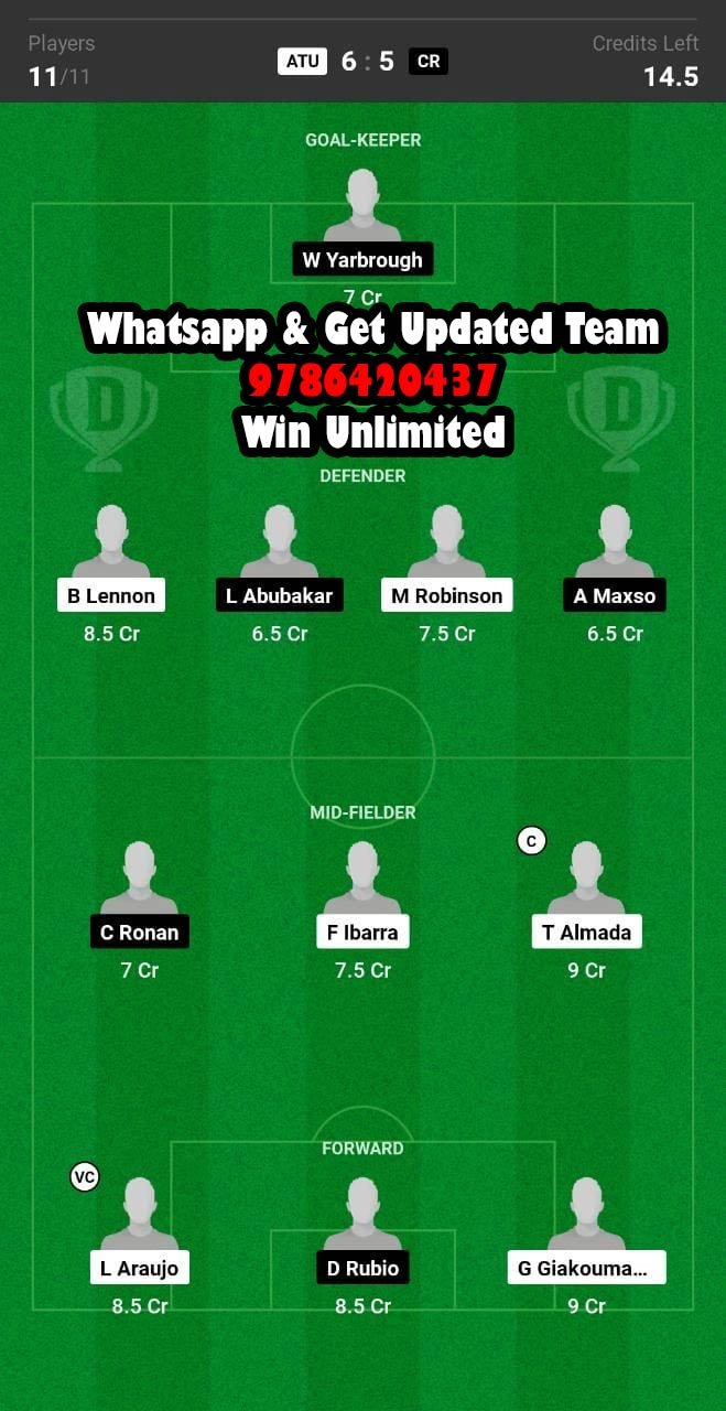 ATU vs CR Dream11 Team fantasy Prediction MLS