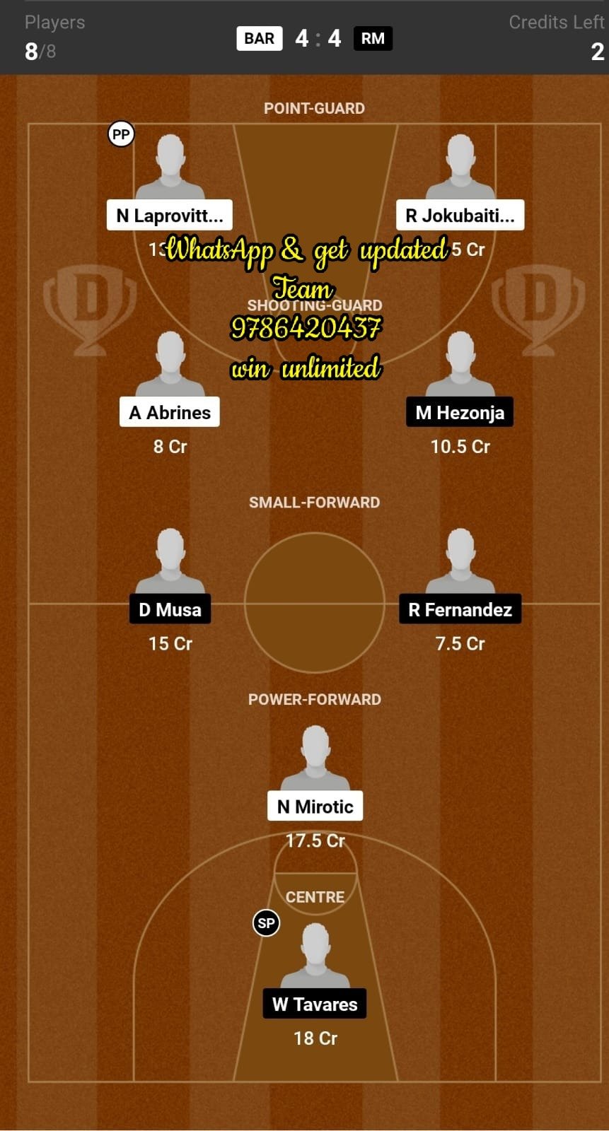 BAR vs RM Dream11 Team fantasy Prediction EuroLeague