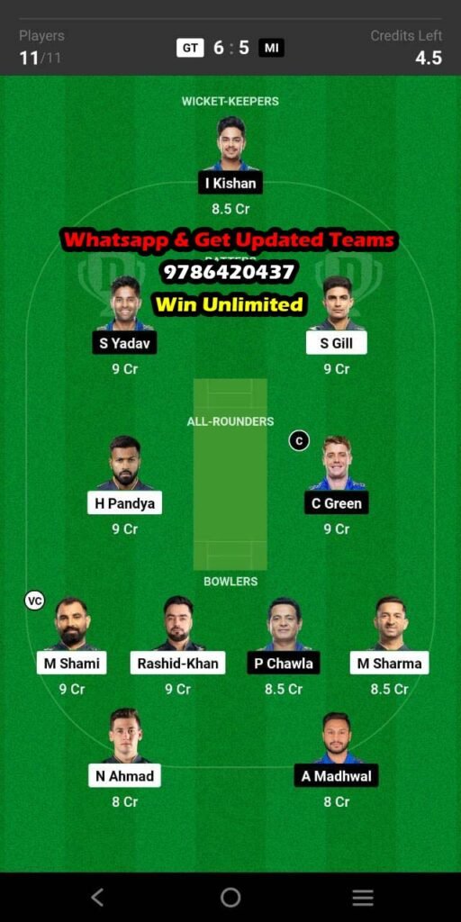 Gt Vs Mi Qualifier 2nd Match Dream11 Team Fantasy Prediction Tata Ipl 9964