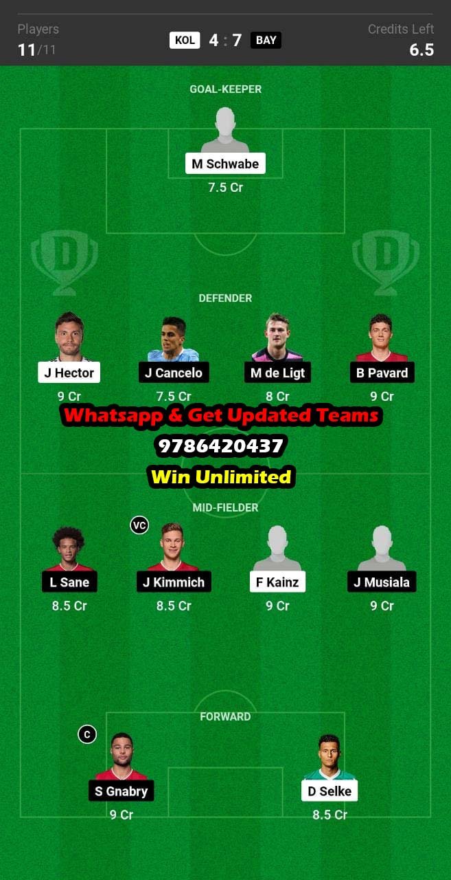 KOL vs BAY Dream11 Team fantasy Prediction Bundesliga