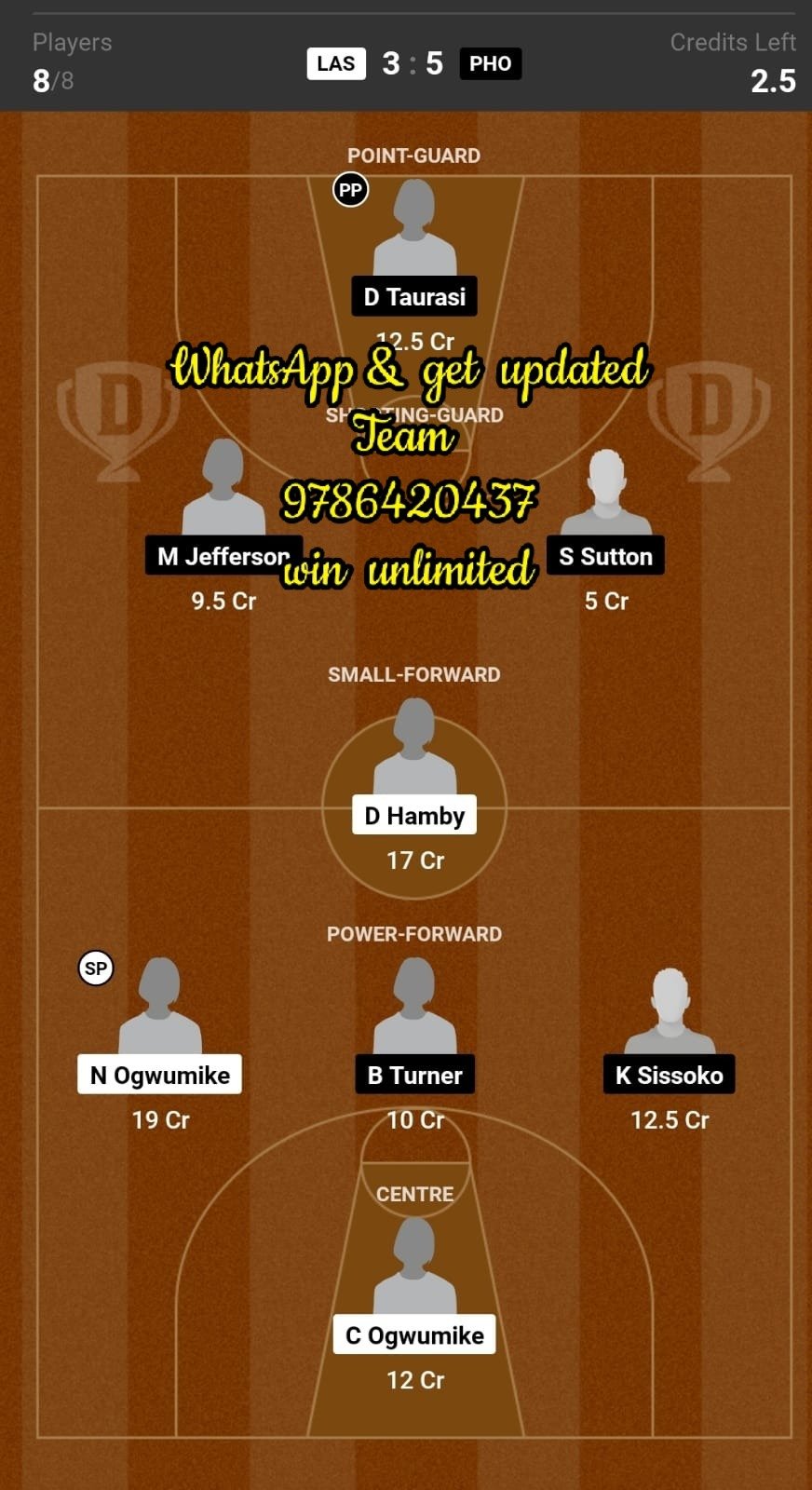 LAS vs PHO Dream11 Team fantasy Prediction American Women Basketball League