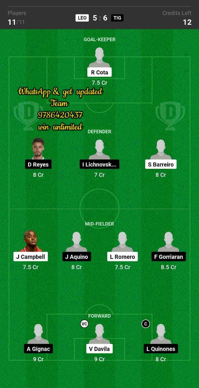 LEO vs TIG Dream11 Team fantasy Prediction Concacaf Champions League