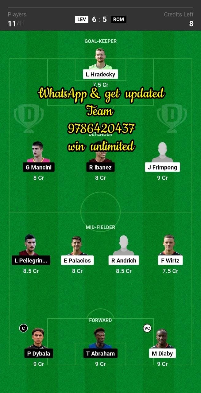 LEV vs ROM Dream11 Team fantasy Prediction UEFA Europa League