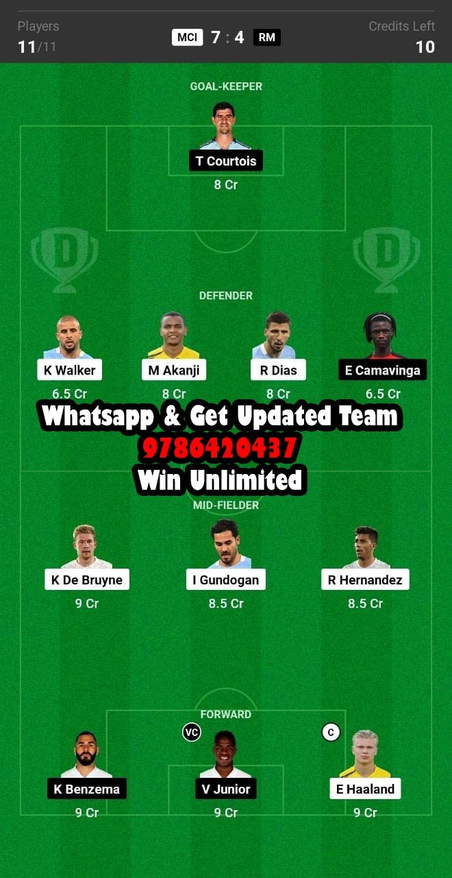 MCI vs RM Dream11 Team fantasy Prediction UEFA Champions League