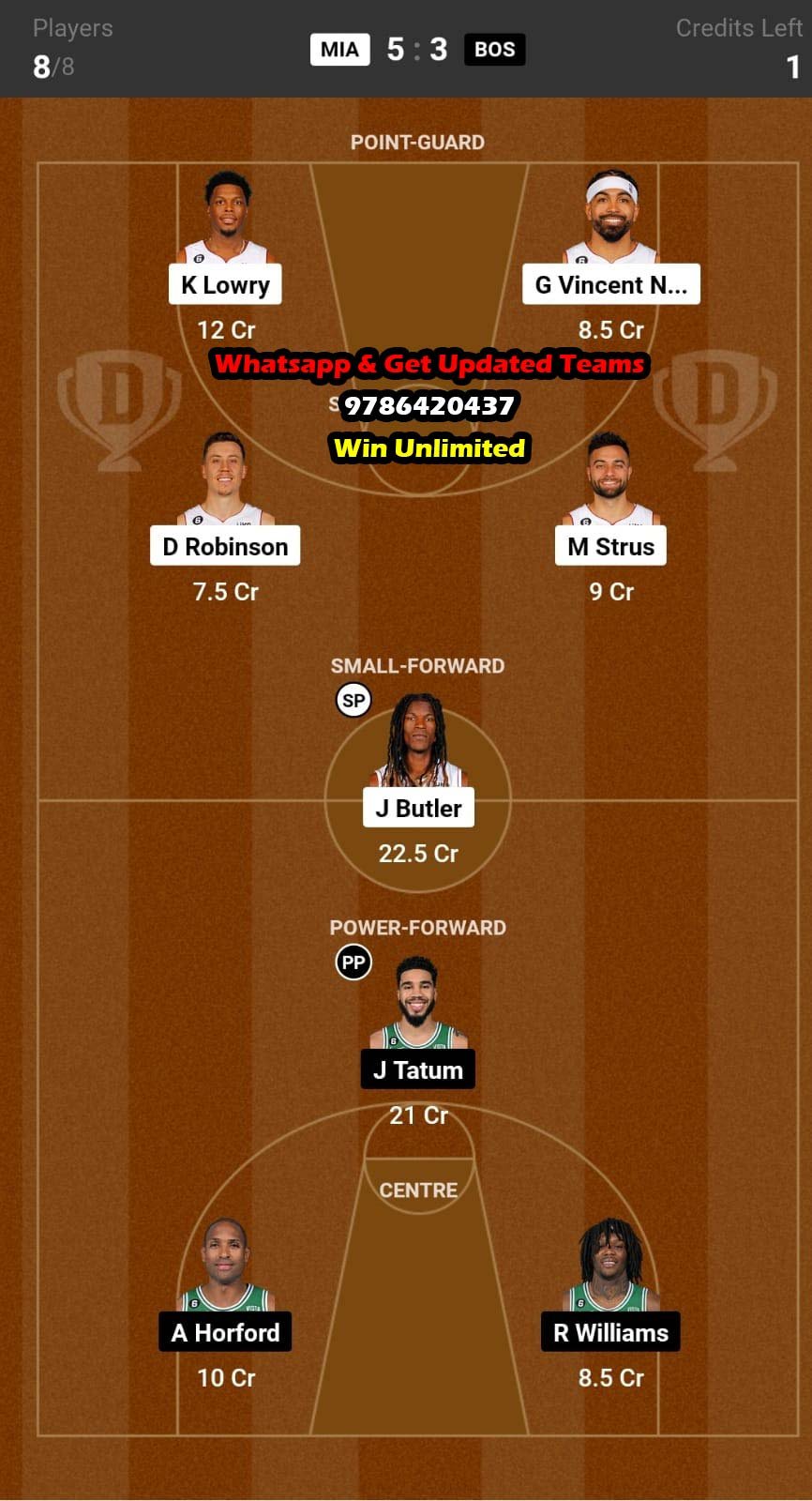 MIA vs BOS Dream11 Team fantasy Prediction American Basketball League (2)