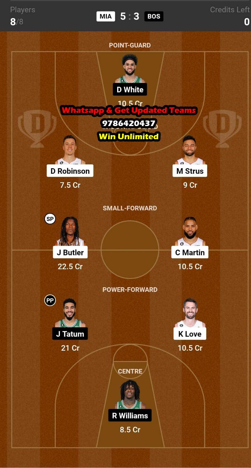 MIA vs BOS Dream11 Team fantasy Prediction American Basketball League