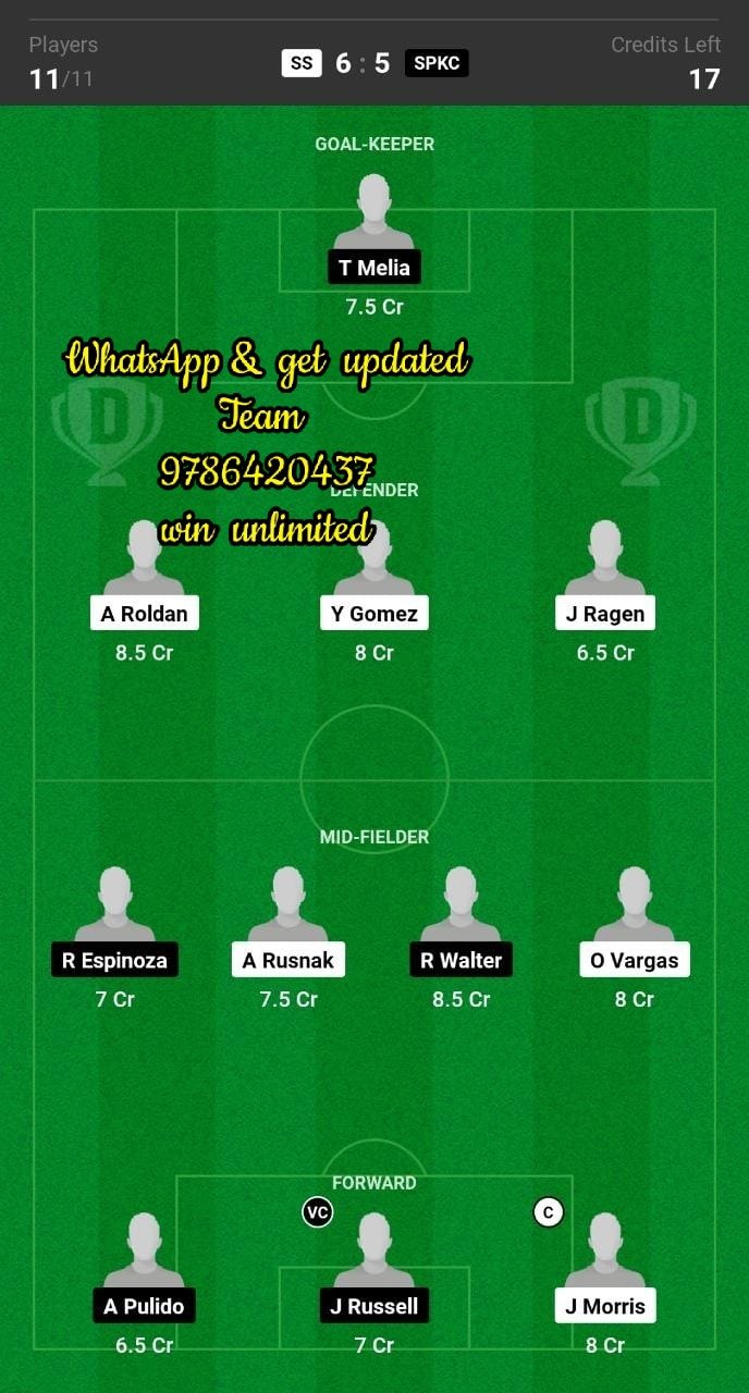 SS vs SPKC Dream11 Team fantasy Prediction MLS