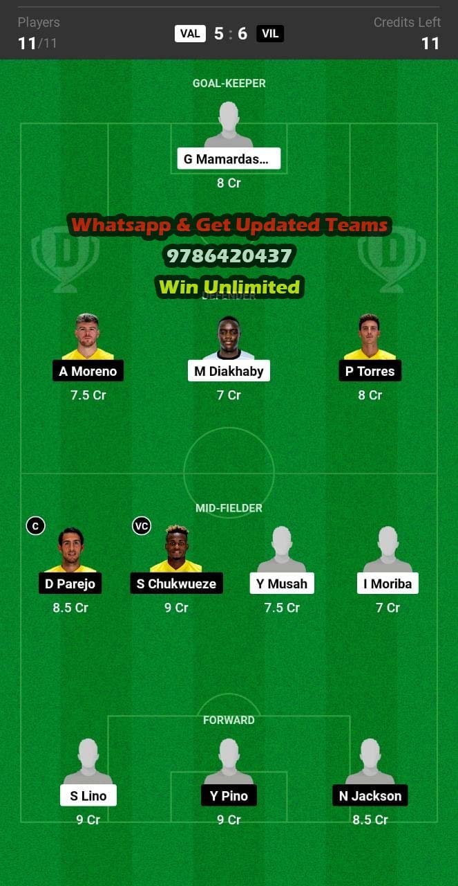 VAL vs VIL Dream11 Team fantasy Prediction La Liga