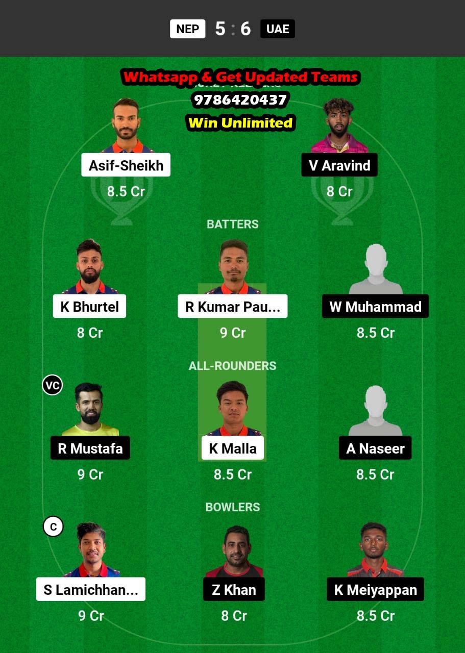 NEP vs UAE 3rd Match Dream11 Team fantasy Prediction ICC CWC Qualifiers Warm-up