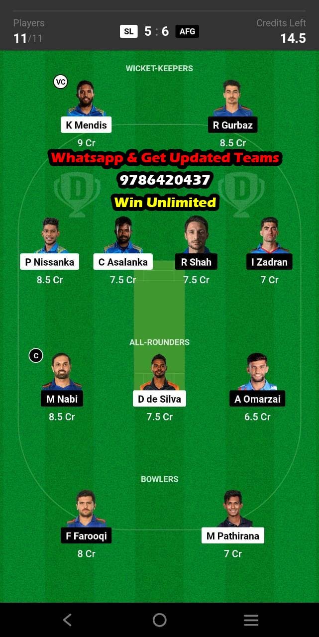 SL vs AFG 2nd ODI Match Dream11 Team fantasy Prediction Afghanistan tour of Sri Lanka